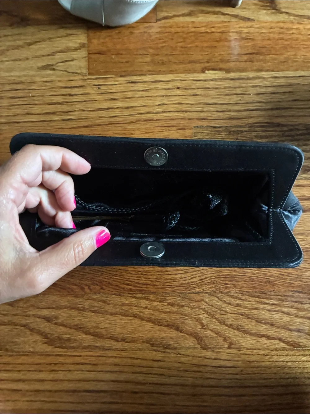 Source Unknown Black Satin Rose Evening Clutch